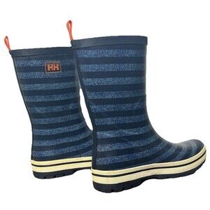 Helly Hansen Rain Boots Rubber Waterproof Midsund 2‎ Graphic Navy Blue Stripe 7